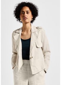 Street One Damen Kurzjackemoonstone sand, casual, Gr. 40, unifarben, Stoff, 100% Leinen, Jacken, mit Reverskragen