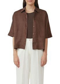 s.Oliver Damen Hemdblusechocolate braun, casual, Gr. 44, unifarben, Web, Obermaterial: 100% Leinen, Blusen, mit Knopfleiste und Hemdblusenkragen