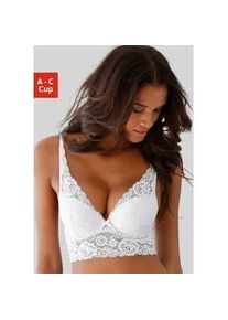 Bustier Lascana, Damen, Gr. 75, Cup C, wei&szlig; (sanftes wei&szlig;), Spitze, Obermaterial: 60% Polyamid, 35% Polyester, 5% Elasthan, BHs Bustier, Push-up-BH aus floraler Spitze, Dessous