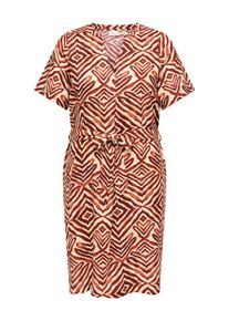 Only CARMAKOMA Damen Sommerkleid "CARSHILLA 2/4 KNEE DRESS VIS AOP BS"hot chocolate aop:tribe, modisch, Gr. 50, bedruckt, Web, Obermaterial: 100%