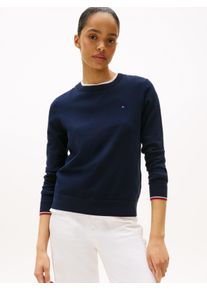 Tommy Hilfiger Damen Rundhalspullover "CO JERSEY STITCH LS C-NK SWT"schwarz night navy gs, casual, Gr. XXL, unifarben, Strick, Obermaterial: 67%