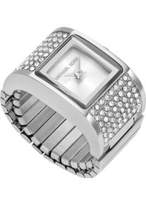 Michael Kors Damen Uhrenring "DARRINGTON WATCH RING"silberfarben, weiß, Armbanduhren, Quarzuhr, Damenuhr, Edelstahl, Flexband, Zugband, analog