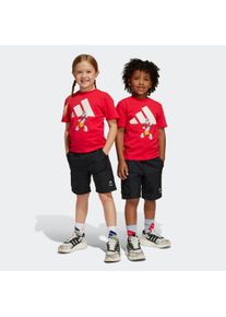 Kinder Trainingsanzug "LK DY MM T SET"pure ruby, sanftes weiß, sportlich, Gr. 104, adidas Sportswear, Obermaterial: 93% Baumwolle, 7% Elasthan.