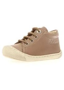 Lauflernschuh Naturino ""COCOON BONE"", Kinder, Gr. 21, grau (taupe), Nappaleder, modisch, Schuhe, Babyschuh, Barfußschuh im Used-Look, Größenschablone zum Download