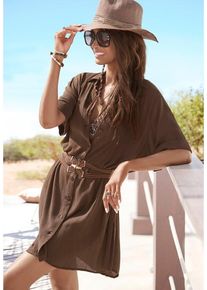 Lascana Longbluse braun Gr. 34 für Damen. Figurumspielend. Nachhaltig.