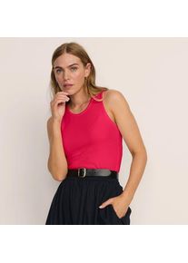 LANDS' END &Auml;rmelloses, geripptes Top, Damen,  Pink, Elasthan/Viskose/Viskose-Mischung, by Lands' End