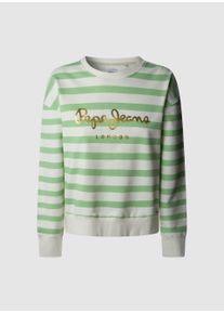 Pepe Jeans Damen Sweatshirt "ANNA"612fresh grün, casual, Gr. XS, gestreift, Sweatware, Obermaterial: 70% Baumwolle, 30% Polyester, Sweatshirts