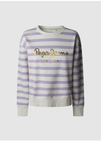 Pepe Jeans Damen Sweatshirt "ANNA"419lila, casual, Gr. M, gestreift, Sweatware, Obermaterial: 70% Baumwolle, 30% Polyester, Sweatshirts