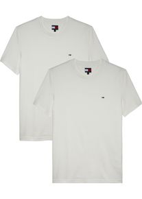 Tommy Jeans Herren Rundhalsshirt "TJM XSLIM 2PACK JERSEY TEE EXT"ecru, ecru, casual, Gr. L, unifarben, Single Jersey, Obermaterial: 100% Baumwolle,