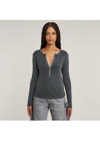 G-Star Raw G-STAR Damen Langarmshirt "Deep v slim"petrol gd, casual, Gr. M, unifarben, Single Jersey, Obermaterial: 98% Baumwolle, 2% Elasthan, Shirts, mit