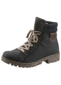 Winterboots Rieker, Damen, Gr. 40, blau (dunkelblau), Filz, Lederimitat, Schuhe Winterboots, in Bergsteiger-Optik