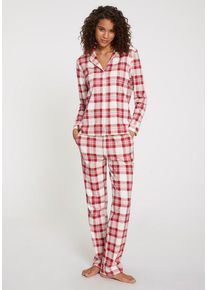 Lascana Pyjama mehrfarbig Gr. 44/46 für Damen. Mit V-Ausschnitt. Bequem