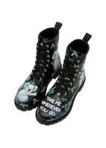 Schn&uuml;rboots DOGO "Long Boots Schn&uuml;rstiefel Koala Hug Black Damen Stiefeletten", Damen, Gr. 38, Normalschaft, schwarz, Lederimitat, Schuhe Schn&uuml;rboots, Handgefertigt