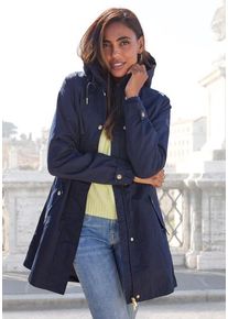 French Connection Outdoorjacke blau Gr. L (44/46) für Damen. Mit Leder-Badge. Figurumspielend. Nachhaltig.