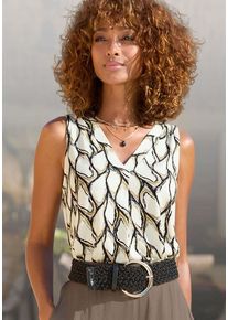 Lascana Tanktop mehrfarbig Gr. 32/34 für Damen. Mit V-Ausschnitt. Figurumspielend. Nachhaltig.