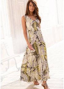 Lascana Maxikleid mehrfarbig Gr. 36 für Damen. V-Ausschnitt und Allover-Druck. Figurumspielend. Nachhaltig.