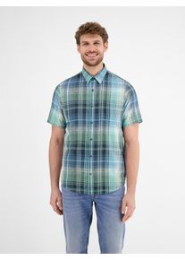 Lerros Herren Kurzarmhemd "Lerros Sommerliches Karohemd mit Leinenanteil"coastal blau, Gr. XL, 71% Baumwolle, 29% Leinen, Hemden