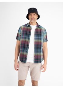 Lerros Herren Kurzarmhemd "Lerros Sommerliches Karohemd mit Leinenanteil"earth rot, Gr. XL, 71% Baumwolle, 29% Leinen, Hemden