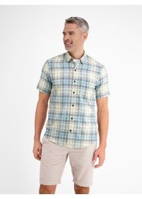 Lerros Herren Kurzarmhemd "Lerros Karohemd aus sommerlichem Strukturgewebe"coastal blau, Gr. XL, 60% Polyester, 40% Baumwolle, Hemden