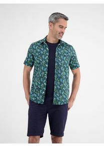 Lerros Herren Kurzarmhemd "Lerros Herren Poplin-Stretchhemd, floral gemustert"coastal blau, Gr. XXL, 97% Baumwolle, 3% Elasthan, Hemden