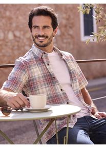 Lerros Herren Kurzarmhemd "Lerros Karohemd aus sommerlichem Strukturgewebe"earth rot, Gr. XXL, 60% Polyester, 40% Baumwolle, Hemden