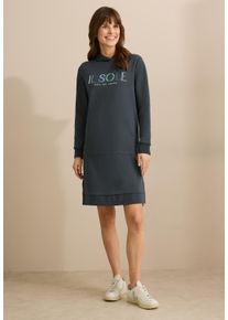 Cecil Damen Midikleidslate khaki, casual, Gr. L, bedruckt, Web, 80% Baumwolle, 15% Polyester, 5% Elasthan, Kleider, knielang