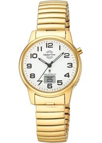 MASTER TIME Damen Funkuhrgoldfarben, Armbanduhren, Quarzuhr, Armbanduhr, Damenuhr, Edelstahlarmband, analog, digital