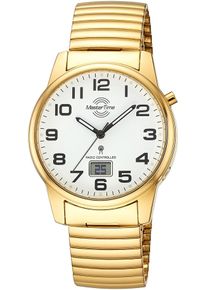 MASTER TIME Herren Funkuhrgoldfarben, Armbanduhren, Quarzuhr, Armbanduhr, Herrenuhr, Edelstahlarmband, analog, digital
