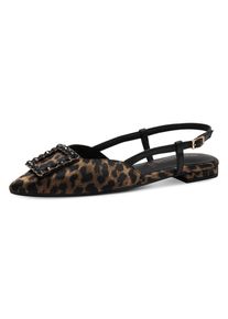 Tamaris Damen Slingpumps, Gr. 38leodruck, Textil, Lederimitat, animal-print, modisch, Schuhe, Blockabsatz, Sommerschuh mit schickem Schmuckelement