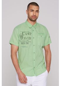 CAMP DAVID Herren Kurzarmhemdgrün lemon, casual, Gr. S, bedruckt, bestickt, Material: 100% Baumwolle, Hemden, aus Baumwolle