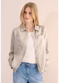 Cecil Damen Langarmblusepumice beige, casual, Gr. XL, unifarben, Web, 100% Leinen, Blusen, mit Elastiksaum