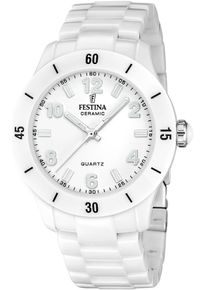 Festina Damen Keramikuhr "Ceramic"weiß, Armbanduhren, Quarzuhr, Armbanduhr, Damenuhr, analog, Zirkonia (synth.)