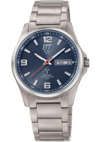 ETT Herren Funkuhr "Everest"titanfarben, blau, Armbanduhren, Armbanduhr, Herrenuhr, Datum, Solar, Titan