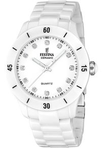 Festina Damen Keramikuhr "Ceramic"weiß, weiß, Armbanduhren, Quarzuhr, Armbanduhr, Damenuhr, analog, Zirkonia (synth.)