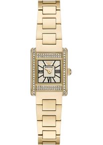 Emporio Armani Damen Quarzuhrgelbgoldfarben, Armbanduhren, Armbanduhr, Damenuhr, Edelstahlarmband, analog, Glassteine