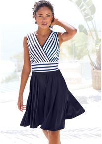Lascana Damen Sommerkleidweiß, navy gestreift, modisch, Gr. 36, gestreift, unifarben, Single Jersey, Obermaterial: 95% Polyester, 5% Elasthan,
