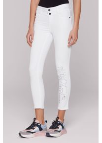 SOCCX Damen Slim-fit-Jeansweiß printed jogg, casual, Gr. 31, bedruckt, Material: 75% Baumwolle, 23% Polyester, 2% Elasthan, Zusatz: Enthält