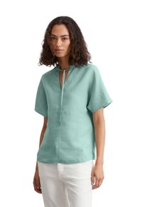 Marc O'Polo MARC O'POLO Damen Kurzarmbluse "aus leichter Qualität"pure teal, elegant, Gr. 44, unifarben, Obermaterial: 100% Leinen, Blusen