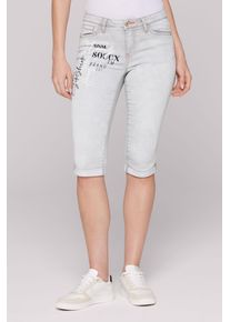 SOCCX Damen Jeansshortsweiß grau print jogg, casual, Gr. 31, bedruckt, Material: 68% Baumwolle, 16% Polyester, 14% Lyocell, 2% Elasthan, Jeans, mit