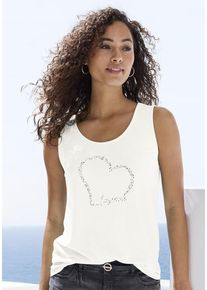 Lascana Trägertop 'mit Lascana Herz Print' beige Gr. 40/42 für Damen. Tiefer Rundhals und Print. Nachhaltig.