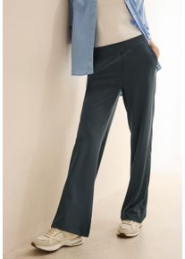 Cecil Damen Stoffhose "Style Neele"slate khaki, casual, Gr. S, unifarben, Web, Obermaterial: 95% Polyester, 5% Elasthan, Hosen, mit elastischem Bund