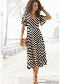 Vivance Wickelkleid mehrfarbig Gr. 38 für Damen. V-Ausschnitt und Allover-Druck. Figurumspielend. Nachhaltig.