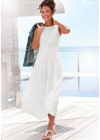 Buffalo Spitzenkleid weiß Gr. 34 für Damen. Rundhals und Spitzenband. Figurumspielend. Nachhaltig.