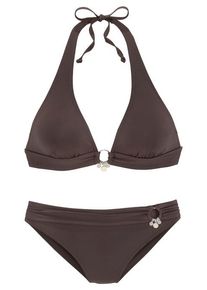 s.Oliver Set: Triangel-Bikini 'Tonia' braun Gr. 32 Cup A/B. Mit Zierperlen. Ohne Bügel