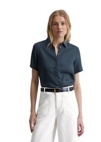 Marc O'Polo MARC O'POLO Damen Kurzarmbluse "aus leichter Qualität"muted blau, elegant, Gr. 44, unifarben, Obermaterial: 100% Leinen, Blusen