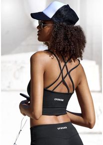 Copenhagen Studios Crop-Top schwarz Gr. L (44/46) für Damen. Tiefer Rundhals und Logodruck. Figurbetont