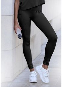 Copenhagen Studios Funktionsleggings schwarz Gr. L (44/46) für Damen. Mit Logodruck, Mesheinsatz. Figurbetont