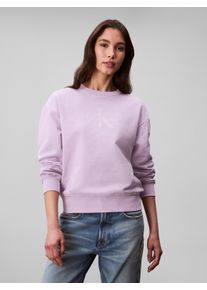 Damen Sweatshirt "LS MNLG FRNCH TRRY R"lavender blush, feminin, Gr. S, Calvin Klein Jeans, unifarben, Web, Obermaterial: 86% Baumwolle, 14%