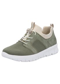 Rieker Damen Slip-On Sneaker, Gr. 36schilfgrün, creme, Lederimitat, Textil, sportlich, Schuhe, Halbschuh, Freizeitsneaker, Schlupfschuh mit