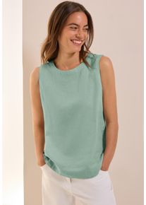 Cecil Damen Blusentopice sage grün, casual, Gr. S, unifarben, Web, Obermaterial: 100% Leinen, Blusen, mit Knopfleiste am Rücken und aus Leinen
